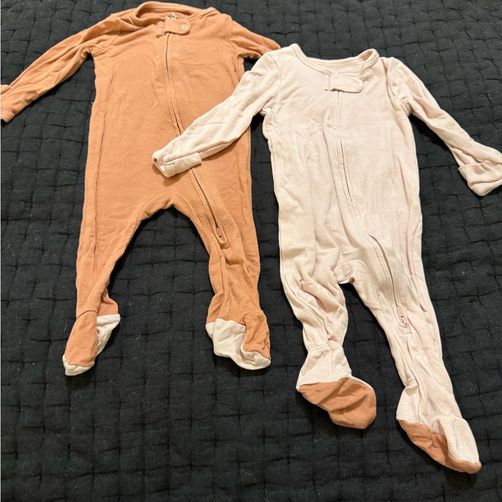 Cloud Island Baby Sleepers - Orange and Light Dusty Rose